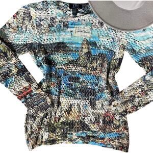 FDJ French Dressing Jeans Blue Coastal Print Long Sleeve Top – Size Small